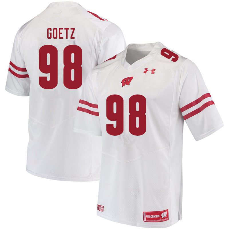 Men #98 C.J. Goetz Wisconsin Badgers College Football Jerseys Sale-White